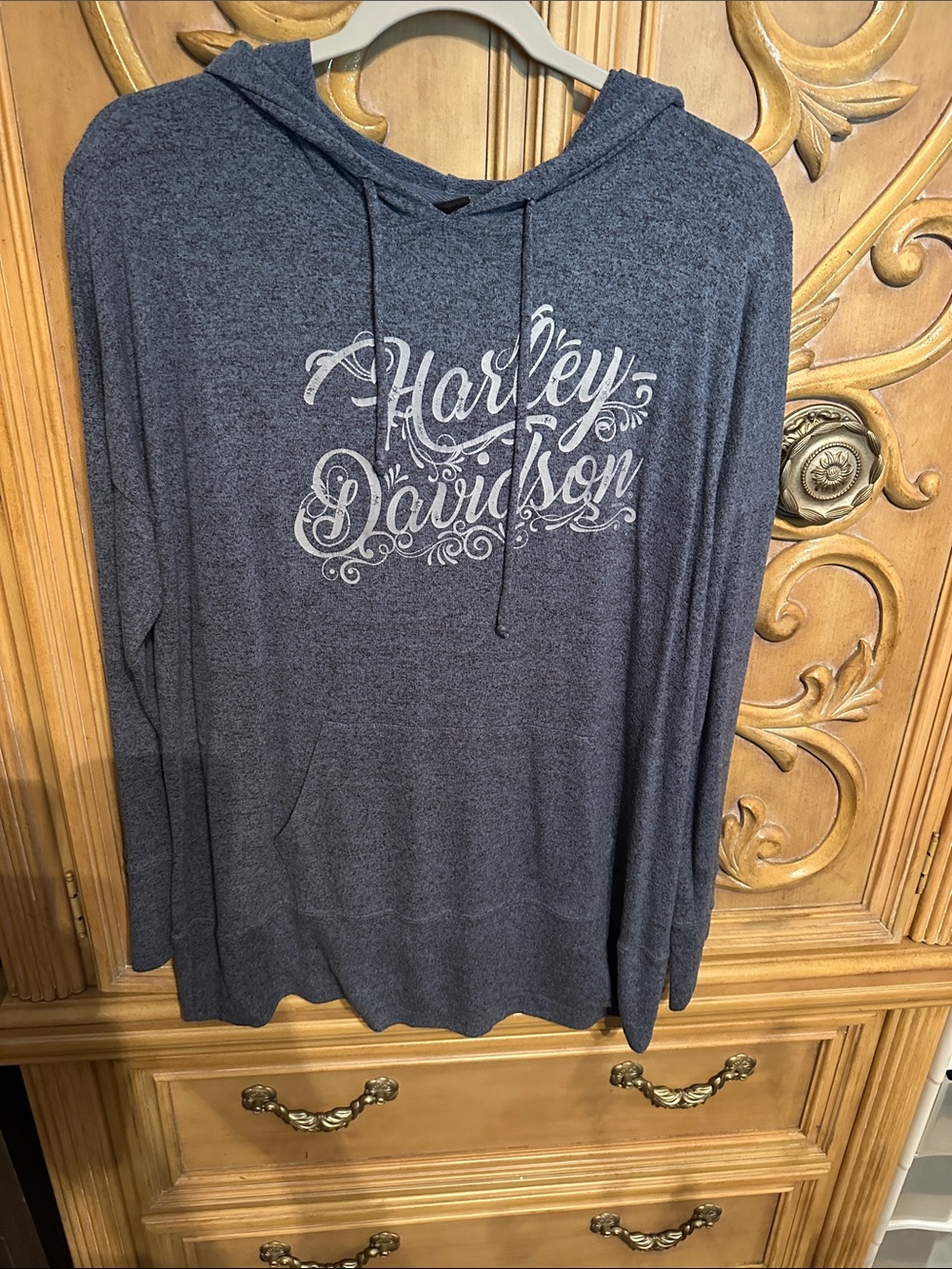 Harley-Davidson Heather Gray Hooded Pullover with Script Logo